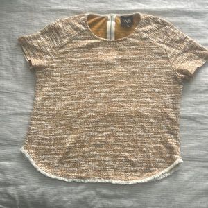 W5 Fall Shirt Mustard Yellow with Hem Fringe and Zipper Detail